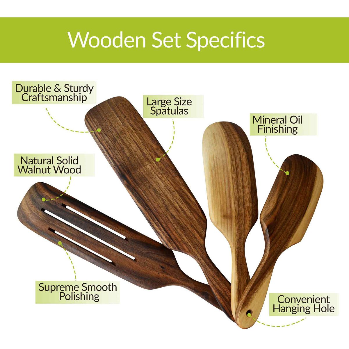Set 2 Spatulas: Wide Spatula & Narrow Spatula - Olive Wood Handle