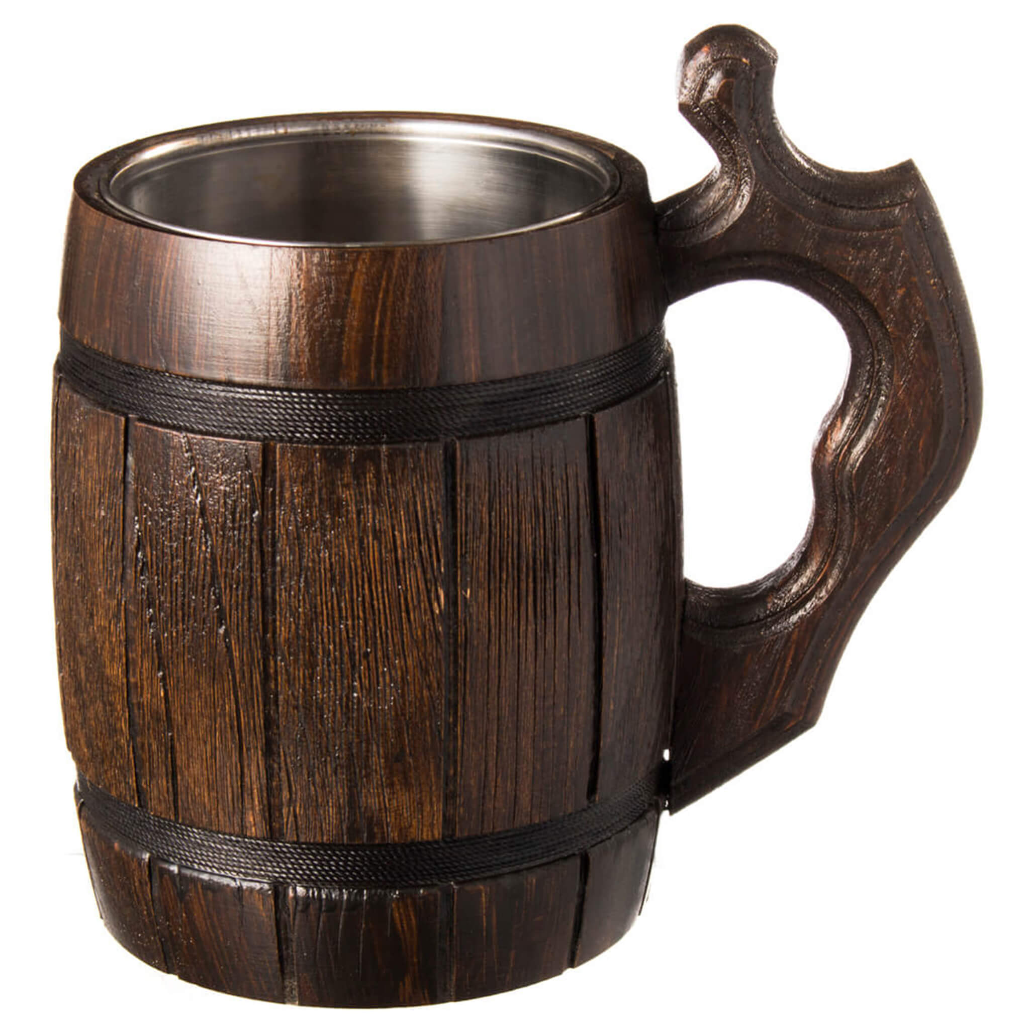 Teslyar Wooden Beer Mug Set. Handcrafted. Made from Oak Wood. Medieval and Viking Design.