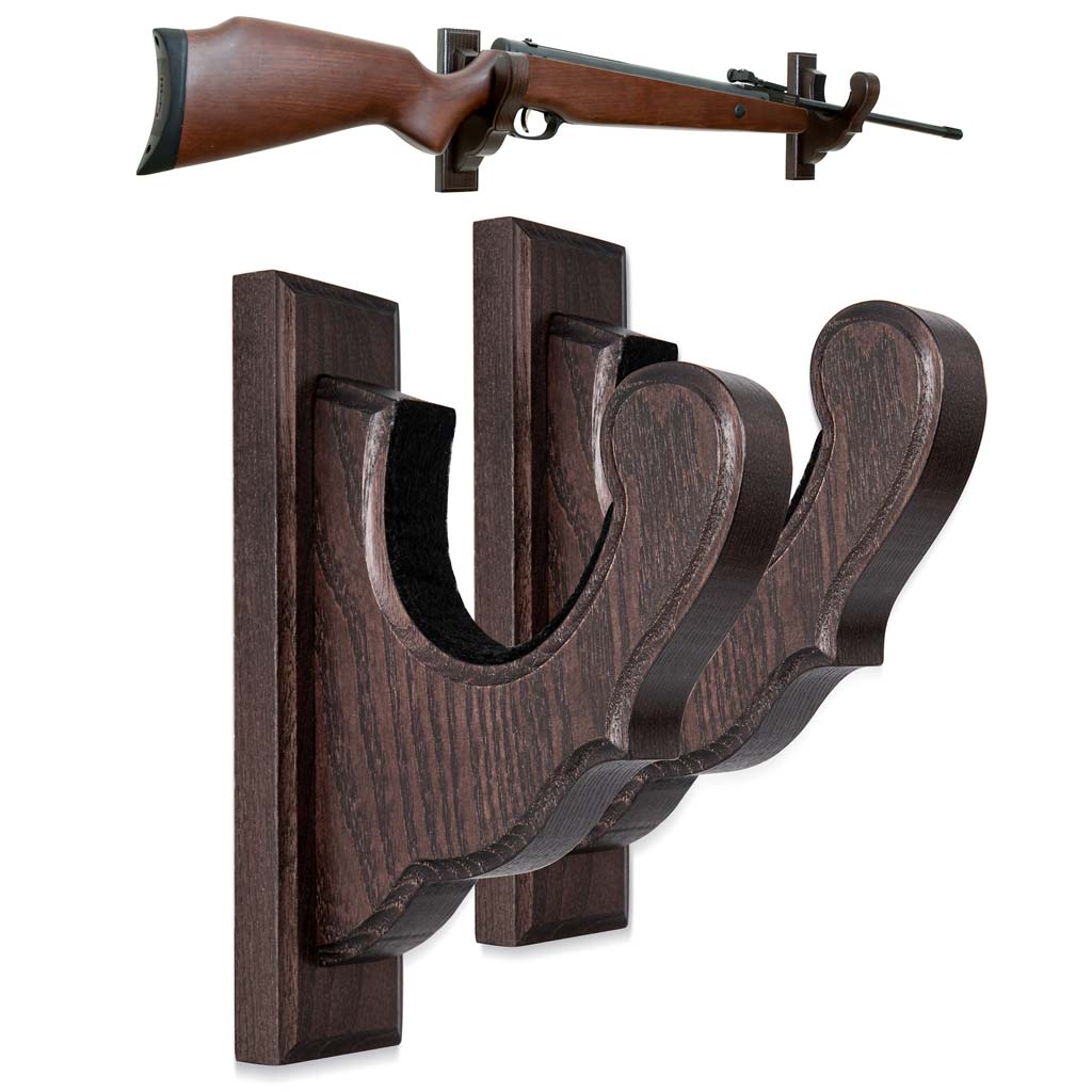 Rifle Rack Wall Mount - Dark Ash Wood (Set of 2) | Teslyar